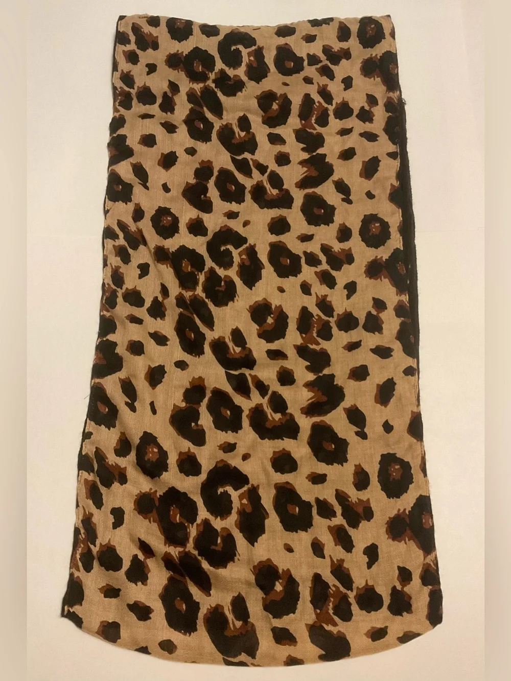 Women Black Leopard Print Lace Overlay Infinity Scarf Lightweight 32x18